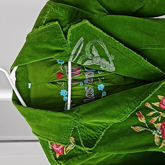 Johnny Was Los Angeles Green Corduroy Embroidered Blazer Jacket Sz. S - Picture 2 of 11